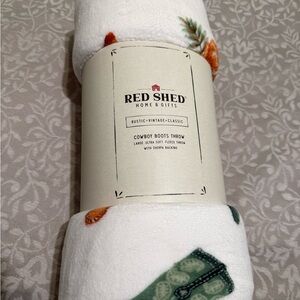 Red Shed Cowboy Boots Throw Blanket - White and Green